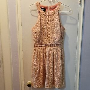 By&By Pink Lace Halter Mini Dress